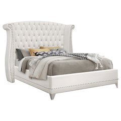Barzini Upholstered Eastern King Wingback Bed White