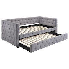 Mockern Upholstered Twin Daybed with Trundle Grey