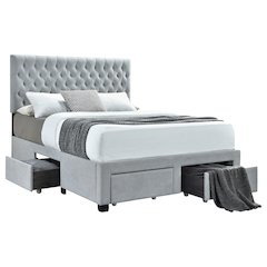 Soledad Upholstered Full Storage Panel Bed Light Grey