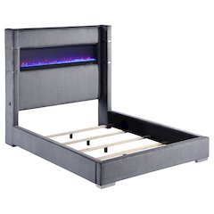 Tisdall 67-inch Upholstered Cal King Fireplace Bed Grey