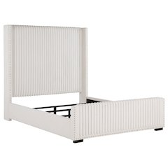 Natasha 65-inch Upholstered Queen Wingback Bed Cream