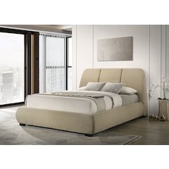 Mokena 46-inch Upholstered Eastern King Platform Bed Brown