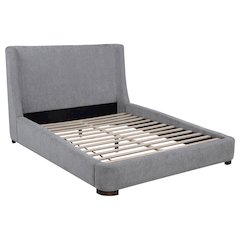 Rennes Upholstered Eastern King Wingback Platform Bed Grey