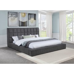 Dreux Upholstered Eastern King Panel Platform Bed Grey