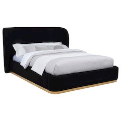 Blaire Upholstered Eastern King Wingback Platform Bed Black