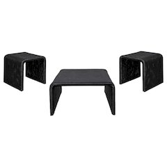 Cahya 3-piece Rattan Coffee and End Table Set Black