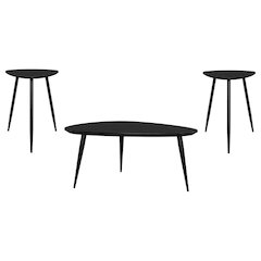 Odessa 3-piece Triangular Coffee and End Table Set Black