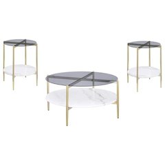 Jonelle 3-piece Round Coffee and End Table Set Gold