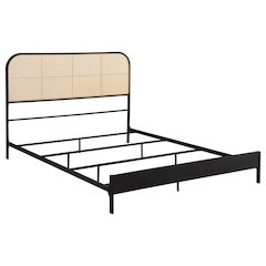 Amherst Radio Weave Rattan Metal Queen Bed Black