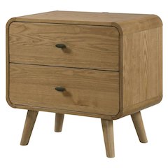 Light Ash 2-Drawer Bedside Nightstand with Modern Design