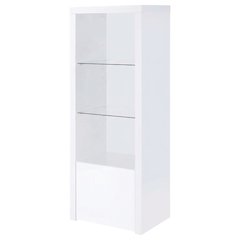 White High Gloss Media Tower With 3 Shelves, Contemporary Style