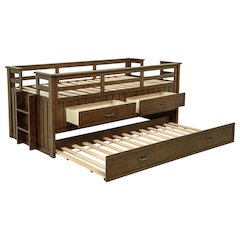 Carlsbad Wood Twin Captains Bed With Trundle Medium Brown