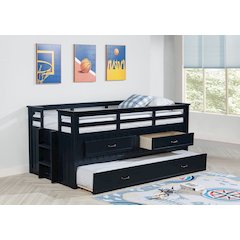 Carlsbad Wood Twin Captains Bed With Trundle Navy Blue
