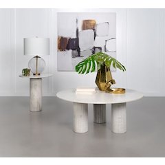 Astoria 2-piece Marble Coffee and End Table Set White
