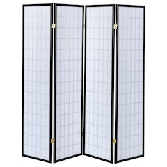 Roberto 4-Panel Room Divider Folding Shoji Screen Black