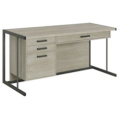 Greywashed 4-Drawer Computer Desk With Contemporary Style And Rectangular Shape