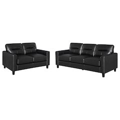 Scotland 2-piece Faux Leather Upholstered Sofa Set Black