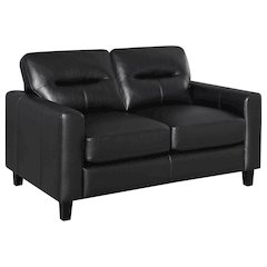 Scotland Faux Leather Upholstered Track Arm Loveseat Black