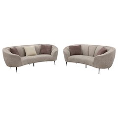 Ellorie 2-piece Upholstered Curved Sofa Set Beige
