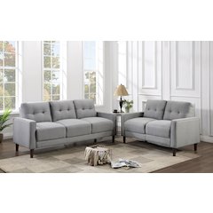 Bowen 2-piece Upholstered Track Arm Tufted Sofa Set Grey