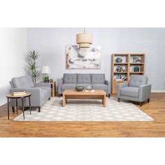 Bowen 3-piece Upholstered Track Arm Tufted Sofa Set Grey