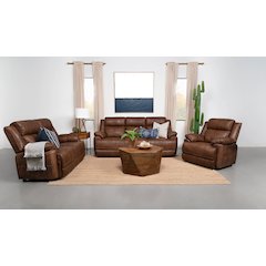 Ellington 3-piece Upholstered Padded Arm Sofa Set Dark Brown