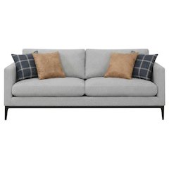 Polyester-Upholstered Track Arm Sofa with Metal Legs for Living Room, Light Grey