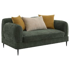 Jade Chenille Upholstered Modern Track Arm Loveseat Green