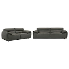 Buxton 2-piece Leather Upholstered Sofa Set Graphite