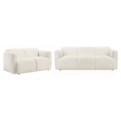 Dorset 2-piece Upholstered Round Track Arm Sofa Set White