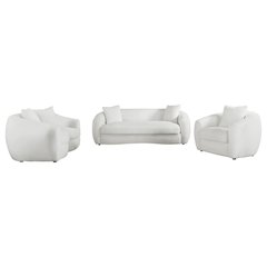 Isabella 3-piece Faux Sheepskin Upholstered Sofa Set Natural