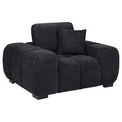 Octavia Fabric Upholstered Track Arm Accent Chair Black