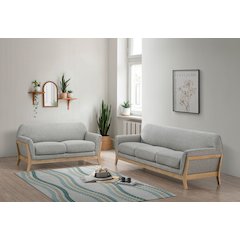 Vaughn 2-piece Fabric Upholstered Flared Arm Sofa Set Grey