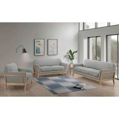 Vaughn 3-piece Fabric Upholstered Flared Arm Sofa Set Grey