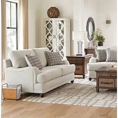 Glenn Upholstered English Arm Loveseat Light Grey and Grey