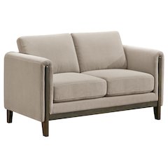 Islington Fabric Upholstered Panel Arm Loveseat Taupe