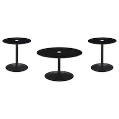 Ganso 3-piece Round Glass Top Coffee and End Table Set Black