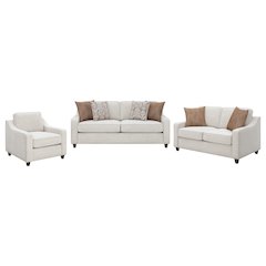 Christine 3-piece Upholstered Sloped Arm Sofa Set Beige
