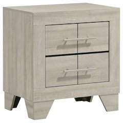 Rustic Cream Nightstand with 2 Drawers and Contemporary Style