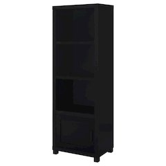 Black 3-Shelf Media Tower With Metal Legs For Storage And Organization