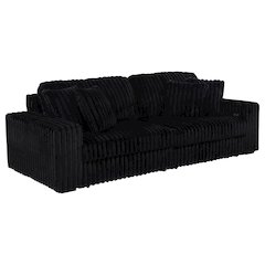 Jacana Corduroy Upholstered Dual Power Chaise Sofa Black