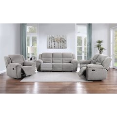 Gilson 3-piece Chenille Upholstered Sofa Set Grey