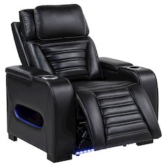Zuma Faux Leather Upholstered Dual Power LED Recliner Black