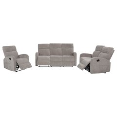 Hamilton Chenille Upholstered Manual Reclining Sofa Sand