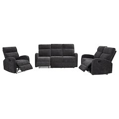 Hamilton Chenille Upholstered Manual Reclining Loveseat Charcoal Grey