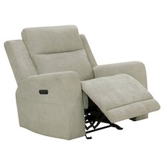 Kennett Chenille Upholstered Power Recliner Chair Ivory