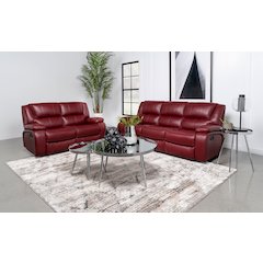 Camila 2-piece Upholstered Reclining Sofa Set Red