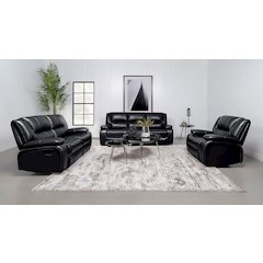 Camila 3-piece Upholstered Motion Reclining Sofa Set Black
