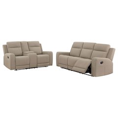 Brentwood 2-piece Upholstered Reclining Sofa Set Taupe