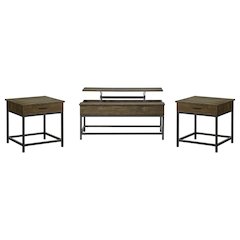 Byers 3-piece Lift Top Coffee and End Table Set Brown Oak
